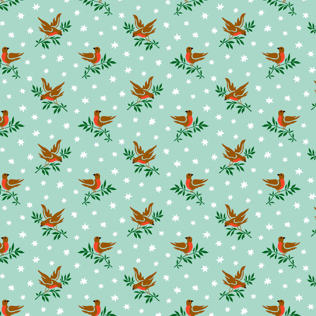 Liberty Lasenby Cotton - Festive Fair  - Robin's Song 351A